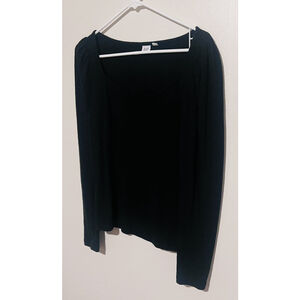 Gap Sweetheart Neckline Top Women's Large Black Shirt Puff Shoulder Tee